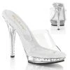Pleaser Direct Larger Size Shoes Lip 101LS Clear Sandals With Rhinestones