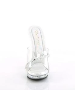 Pleaser Direct Larger Size Shoes Lip 101R Clear Sandals With Rhinestones