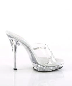 Pleaser Direct Larger Size Shoes Lip 101R Clear Sandals With Rhinestones