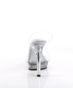 Pleaser Direct Lip 102-1 Double Strap Clear Sandals Larger Size Shoes