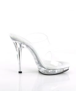 Pleaser Direct Lip 102-1 Double Strap Clear Sandals Larger Size Shoes