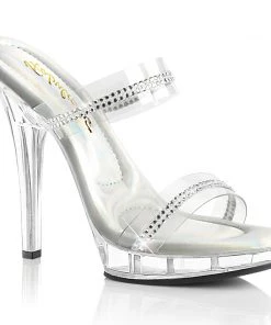 Pleaser Direct Larger Size Shoes Lip 102-2 Double Strap Clear Sandals