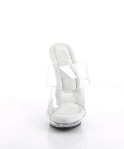 Pleaser Direct Lip 102 Double Strap Clear Sandals Larger Size Shoes