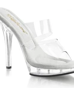 Pleaser Direct Lip 102 Double Strap Clear Sandals Larger Size Shoes
