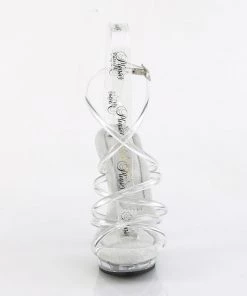 Pleaser Direct Larger Size Shoes Lip 106 Clear Criss-Cross Sandals