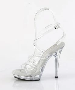Pleaser Direct Larger Size Shoes Lip 106 Clear Criss-Cross Sandals
