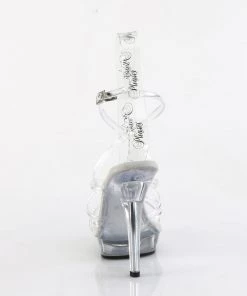 Pleaser Direct Larger Size Shoes Lip 106 Clear Criss-Cross Sandals