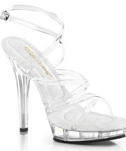 Pleaser Direct Larger Size Shoes Lip 106 Clear Criss-Cross Sandals