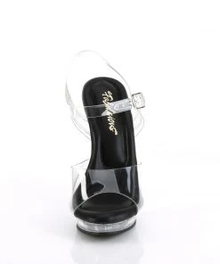 Pleaser Direct Lip 108 Clear & Black Sandals Larger Size Shoes