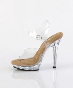 Pleaser Direct Lip 108 Clear & Tan Sandals