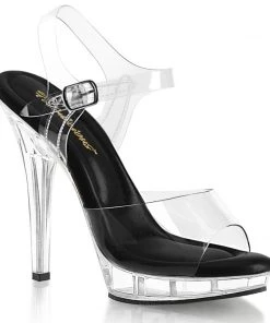 Pleaser Direct Lip 108 Clear & Black Sandals Larger Size Shoes