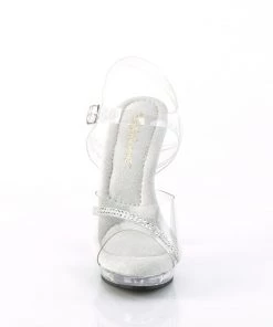 Pleaser Direct Lip 108R Clear Sandals With Crystals