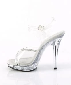 Pleaser Direct Lip 108R Clear Sandals With Crystals
