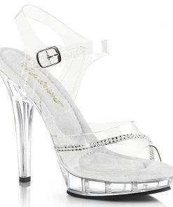 Pleaser Direct Lip 108R Clear Sandals With Crystals