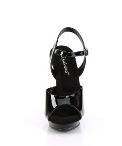 Pleaser Direct Lip 109 Black Patent Sandals