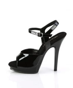 Pleaser Direct Lip 109 Black Patent Sandals