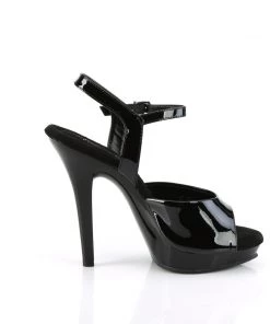 Pleaser Direct Lip 109 Black Patent Sandals