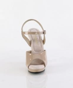 Pleaser Direct Lip 109 Nude Patent Sandals Larger Size Shoes
