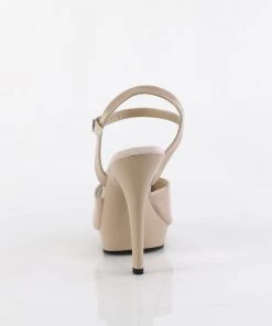 Pleaser Direct Lip 109 Nude Patent Sandals Larger Size Shoes