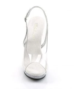 Pleaser Direct Larger Size Shoes Lip 150 Clear Slingback Sandals