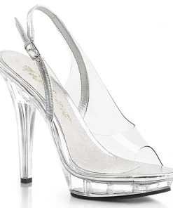 Pleaser Direct Larger Size Shoes Lip 150 Clear Slingback Sandals