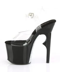 Pleaser Direct Platform Shoes Lovethorn 708CRS Black And Silver Rhinestones Platforms