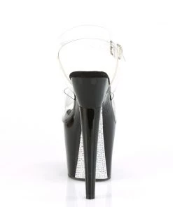 Pleaser Direct Platform Shoes Lovethorn 708CRS Black And Silver Rhinestones Platforms