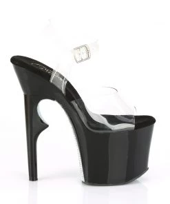 Pleaser Direct Platform Shoes Lovethorn 708CRS Black And Silver Rhinestones Platforms