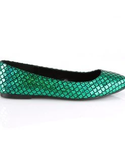 Pleaser Direct Mermaid 21 Green Scaled Flats Flats Shoes