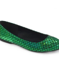 Pleaser Direct Mermaid 21 Green Scaled Flats Flats Shoes