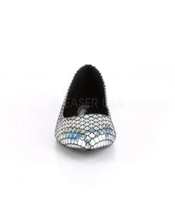 Pleaser Direct Mermaid 21 Silver Scaled Flats Flats Shoes