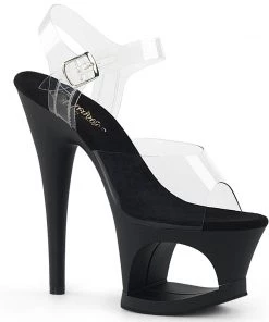 Pleaser Direct Platform Shoes Moon 708 Black & Clear Platform Heels