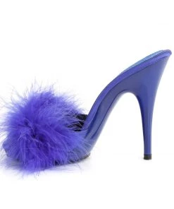 Pleaser Direct Poise 501F Blue Furry Sandals
