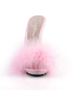 Pleaser Direct Poise 501F Baby Pink Furry Sandals