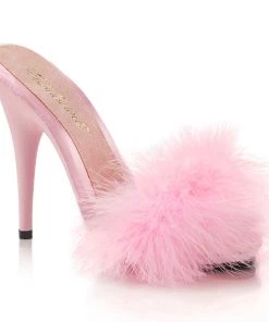 Pleaser Direct Poise 501F Baby Pink Furry Sandals