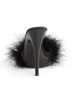 Pleaser Direct Larger Size Shoes Poise 501F Black Furry Sandals