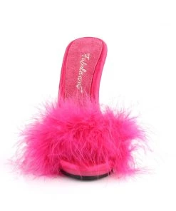 Pleaser Direct Poise 501F Hot Pink Furry Sandals Larger Size Shoes