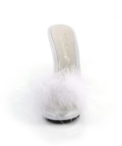 Pleaser Direct Poise 501F White Furry Sandals Larger Size Shoes