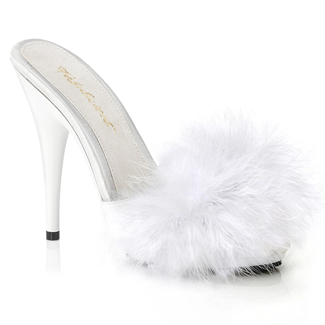 Pleaser Direct Poise 501F White Furry Sandals Larger Size Shoes 1 Pleaser Direct Poise 501F White Furry Sandals Larger Size Shoes