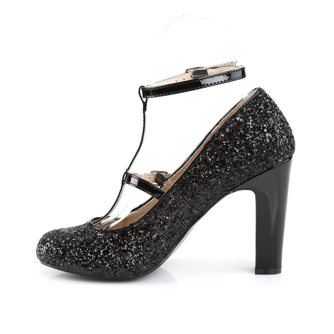 Pleaser Direct Queen 01 Black Glitter Platform Heels 3 Pleaser Direct Queen 01 Black Glitter Platform Heels