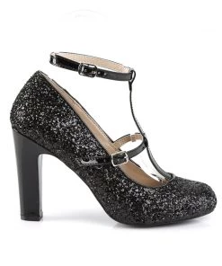 Pleaser Direct Queen 01 Black Glitter Platform Heels 9 Pleaser Direct Queen 01 Black Glitter Platform Heels