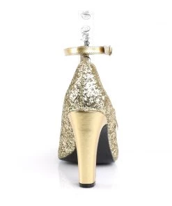 Pleaser Direct Queen 01 Gold Glitter Platform Heels