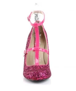 Pleaser Direct Queen 01 Pink Glitter Platform Heels