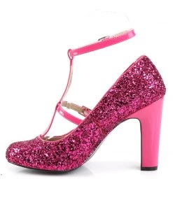 Pleaser Direct Queen 01 Pink Glitter Platform Heels