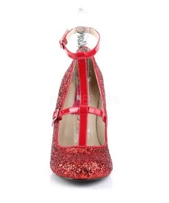 Pleaser Direct Queen 01 Red Glitter Platform Heels