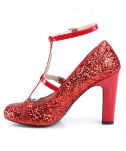 Pleaser Direct Queen 01 Red Glitter Platform Heels