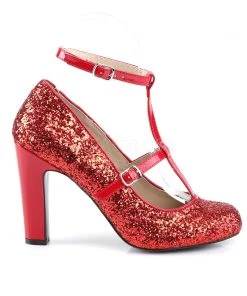 Pleaser Direct Queen 01 Red Glitter Platform Heels