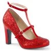 Pleaser Direct Queen 01 Red Glitter Platform Heels