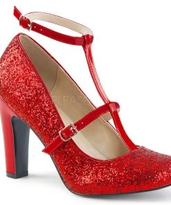 Pleaser Direct Queen 01 Red Glitter Platform Heels