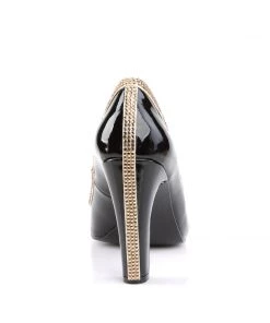 Pleaser Direct Queen 04 Black Patent & Rhinestone Heels 8 Pleaser Direct Queen 04 Black Patent & Rhinestone Heels